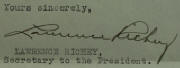 Lawrence Richey Letter with Signature - Click for more