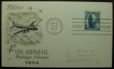 First 4 Cent U.S. Air Mail Postage Stamp - Postcard - Click for more photos